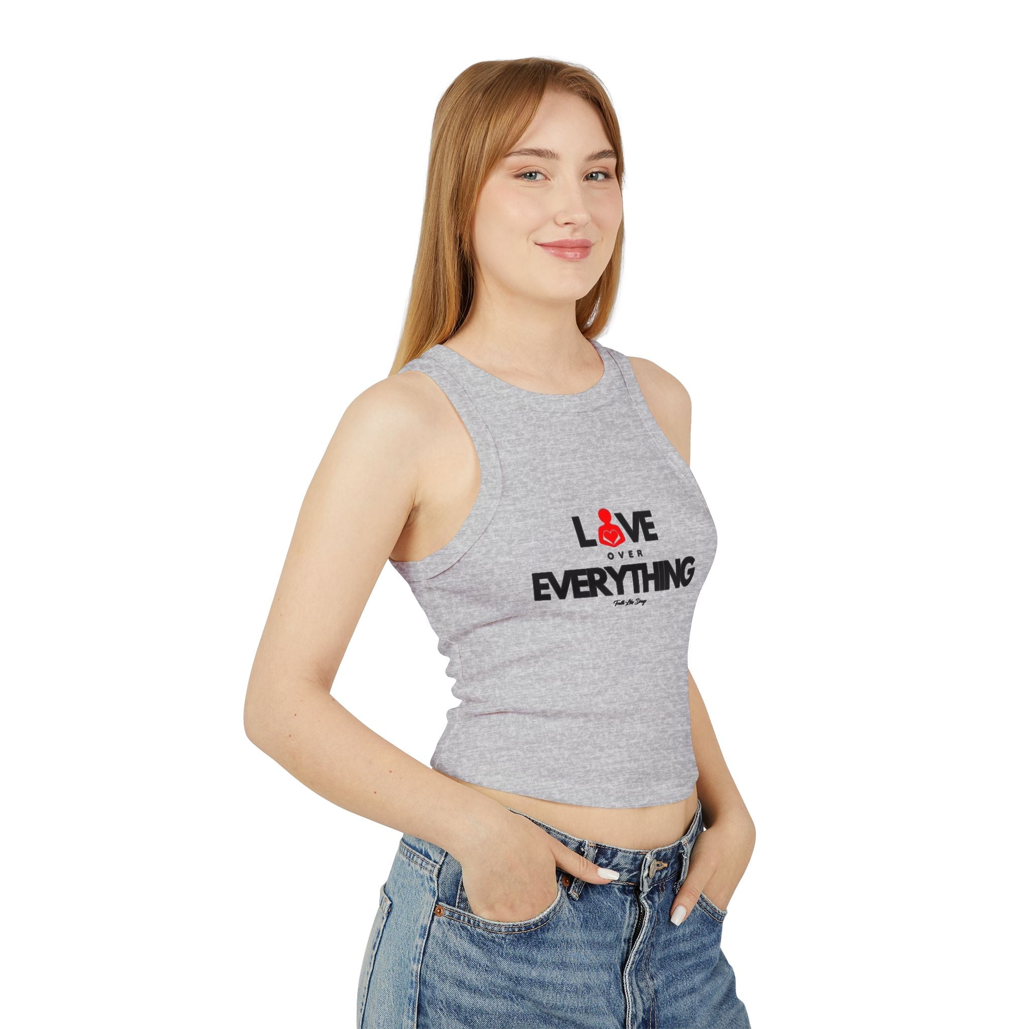 Love Over Everything | Women's Micro Rib Racer Tank Top