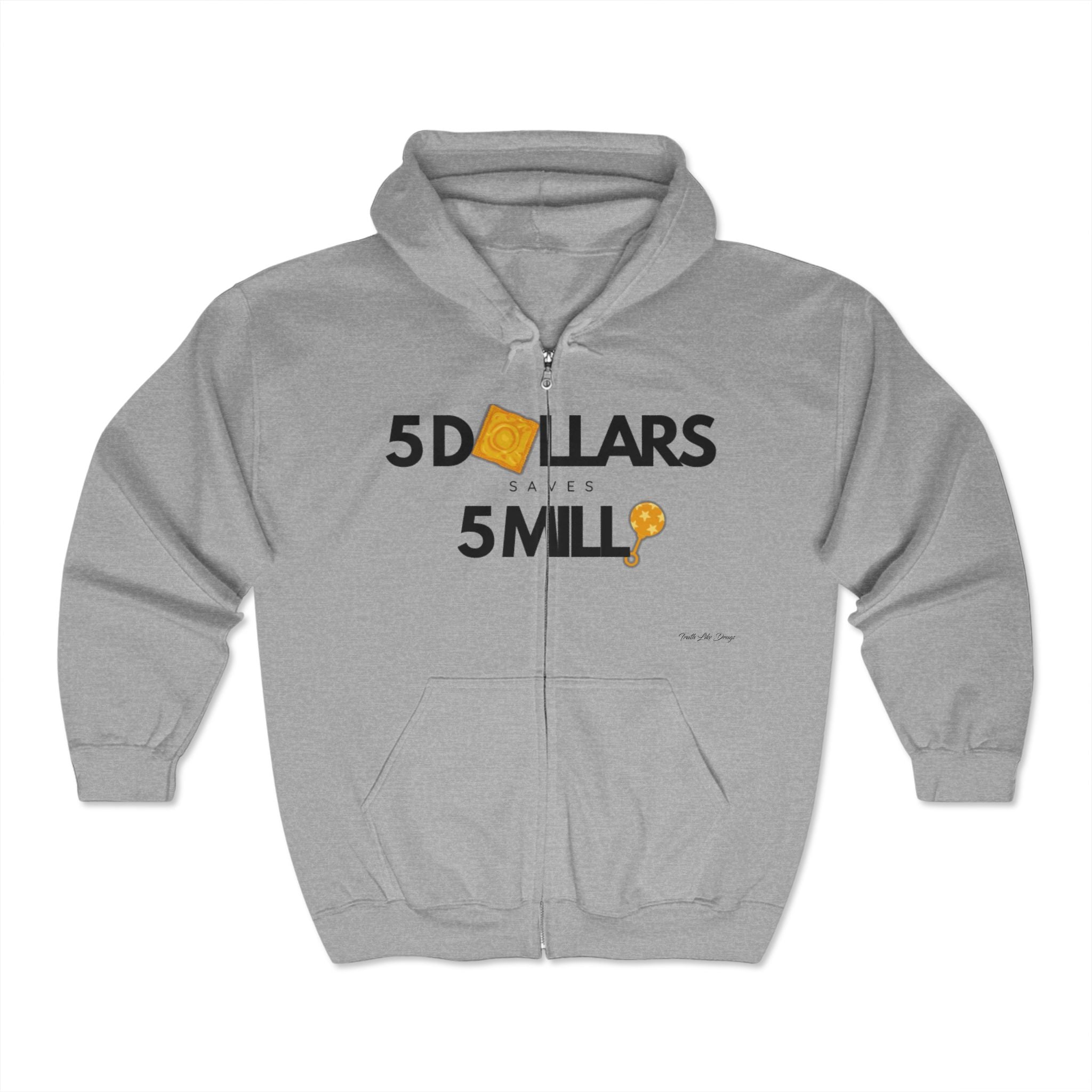 $5 Dollars Saves 5 Mill Hoodie| Unisex Heavy Blend™ Full Zip Sweatshirt