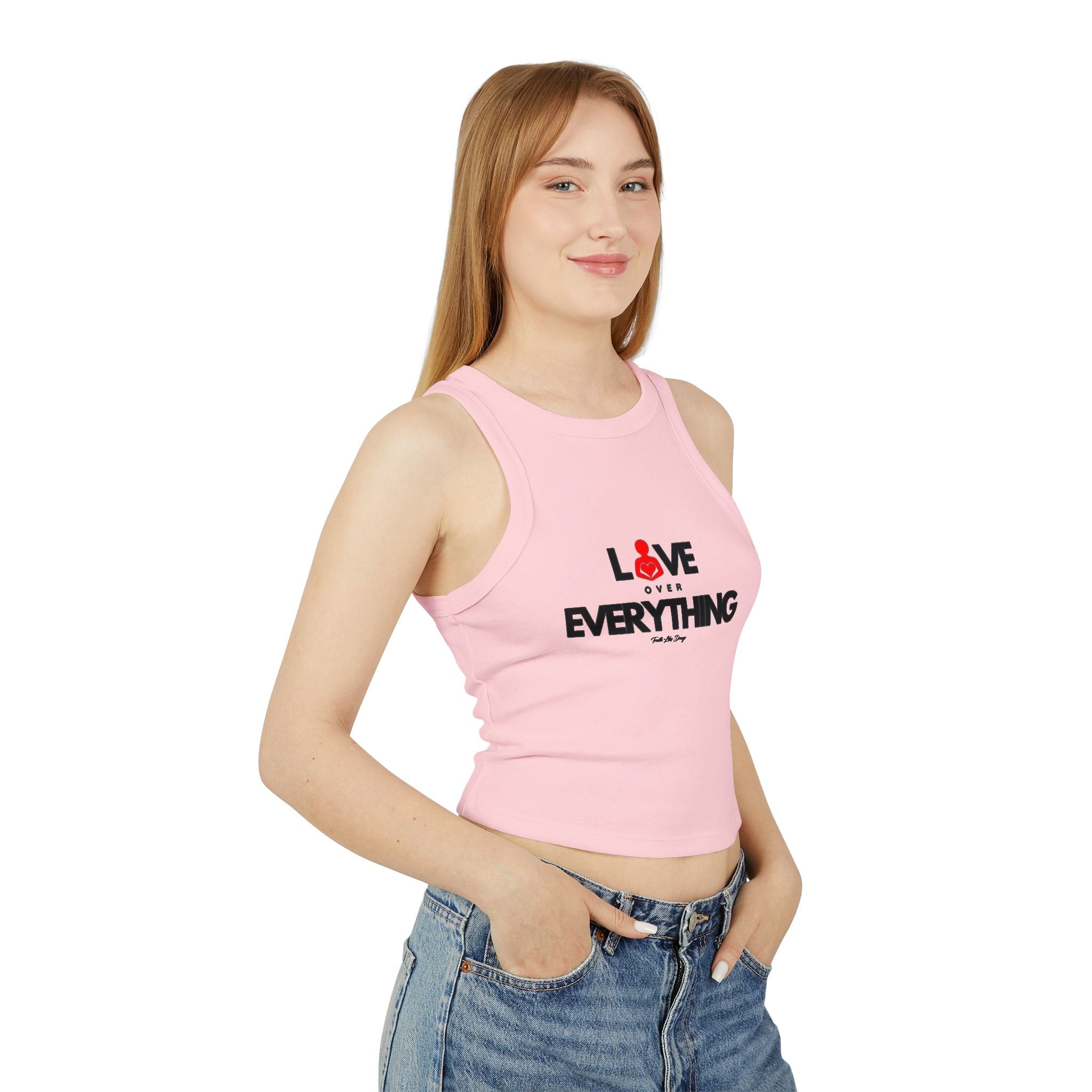 Love Over Everything | Women's Micro Rib Racer Tank Top