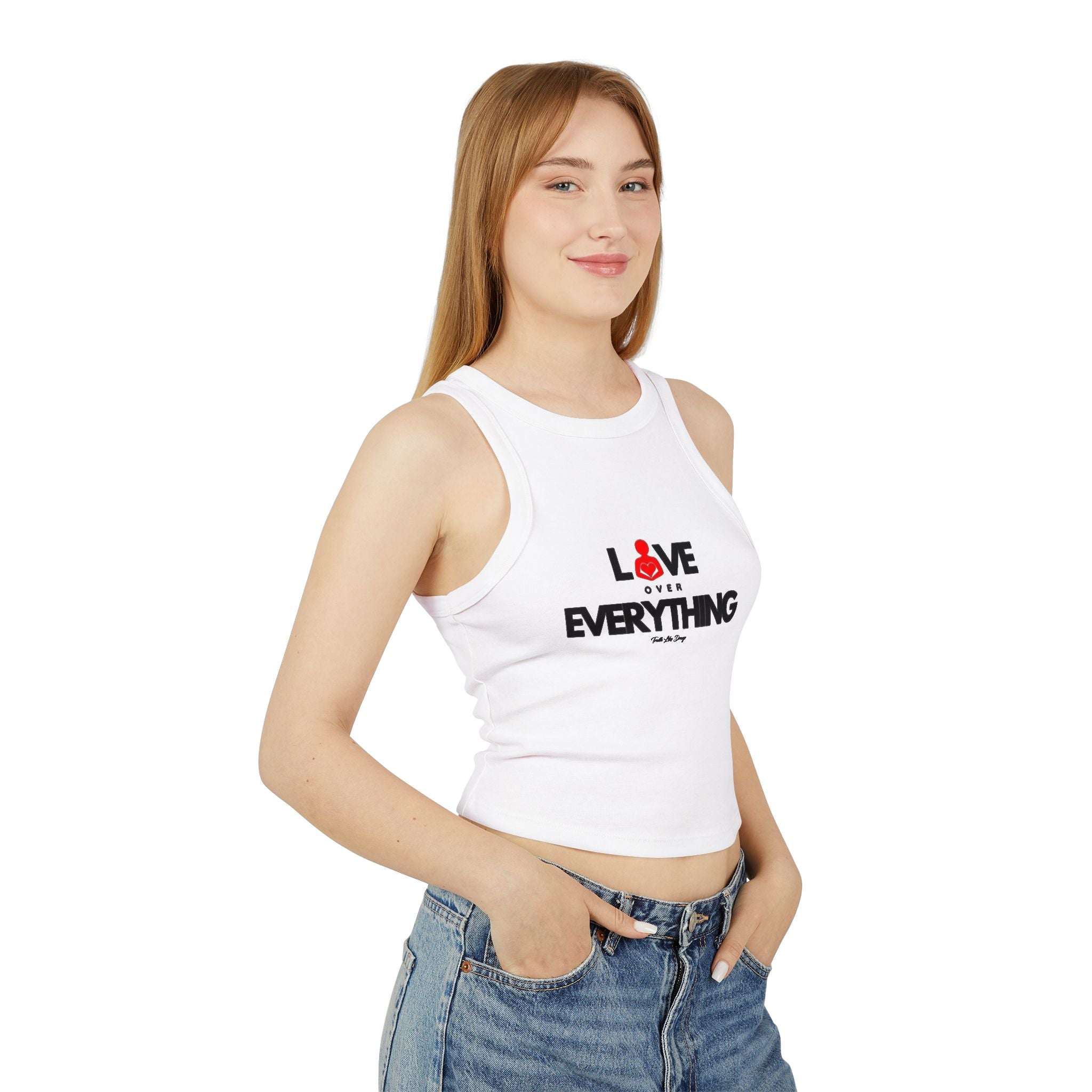 Love Over Everything | Women's Micro Rib Racer Tank Top