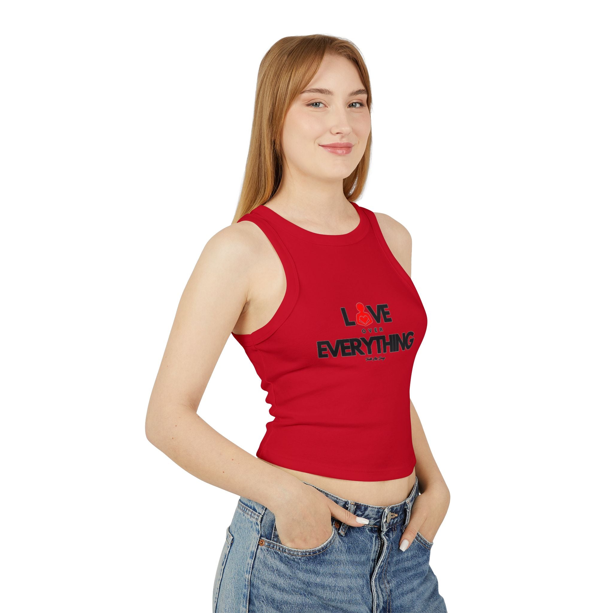Love Over Everything | Women's Micro Rib Racer Tank Top