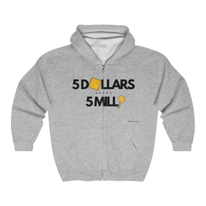 $5 Dollars Saves 5 Milli | Unisex Heavy Blend™ Full Zip Hooded Sweatshirt